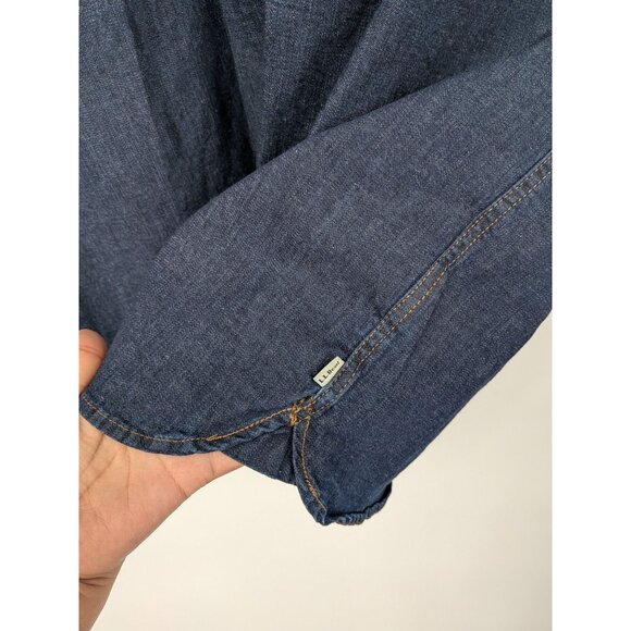 L.L. Bean Denim Button Up Shirt Men Size XL Traditional Fit Gorpcore Streetwear - Picture 6 of 9